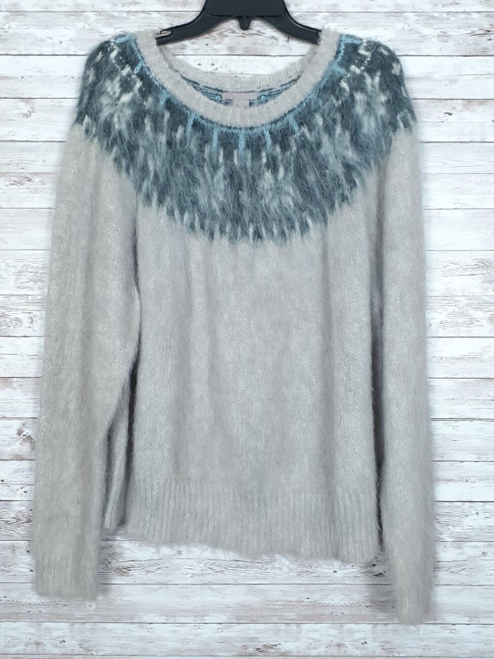 H&M Plus Womens Sweater 3X Soft Alpaca Blend Gray Fair Isle 16B